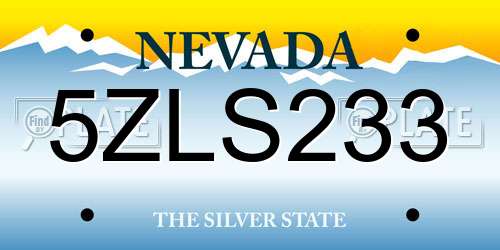 5ZLS233 Nevada License Plate