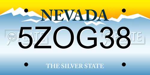5ZOG38 Nevada License Plate