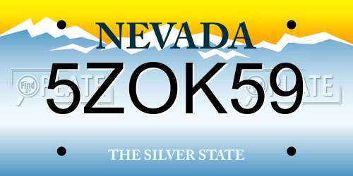 5ZOK59 Nevada License Plate