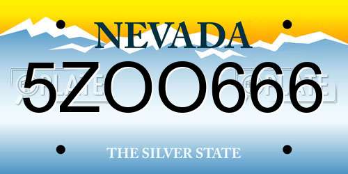 5ZOO666 Nevada License Plate