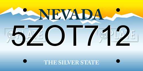 5ZOT712 Nevada License Plate