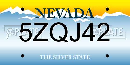 5ZQJ42 Nevada License Plate