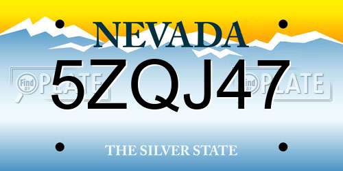 5ZQJ47 Nevada License Plate