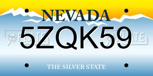 5ZQK59 Nevada License Plate