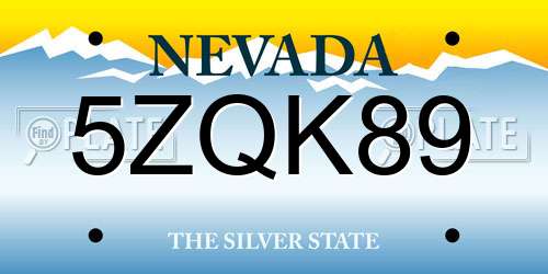 5ZQK89 Nevada License Plate