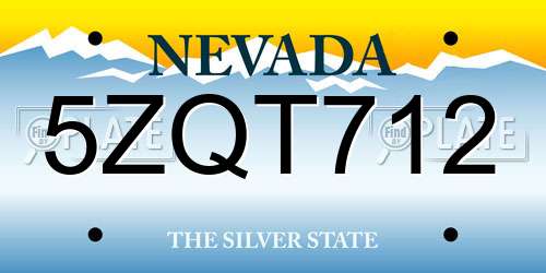 5ZQT712 Nevada License Plate