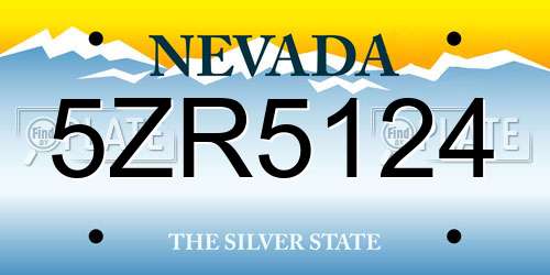 5ZR5124 Nevada License Plate