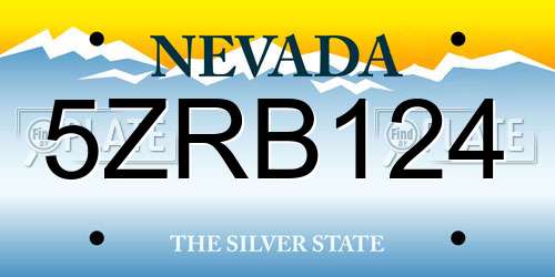 5ZRB124 Nevada License Plate