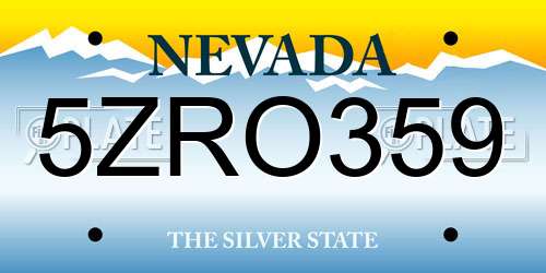5ZRO359 Nevada License Plate