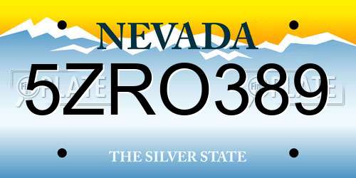 5ZRO389 Nevada License Plate