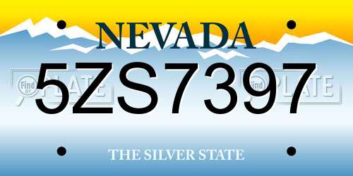 5ZS7397 Nevada License Plate