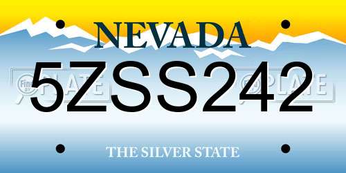 5ZSS242 Nevada License Plate