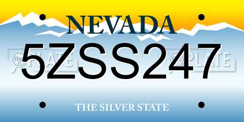 5ZSS247 Nevada License Plate