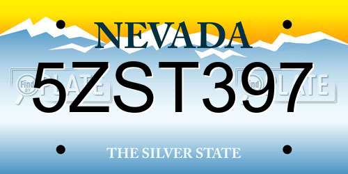 5ZST397 Nevada License Plate