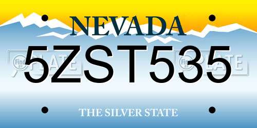 5ZST535 Nevada License Plate