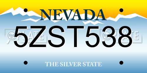 5ZST538 Nevada License Plate