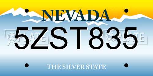 5ZST835 Nevada License Plate