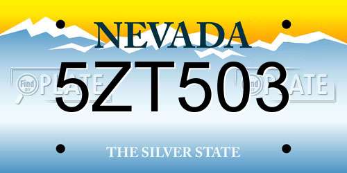 5ZT503 Nevada License Plate