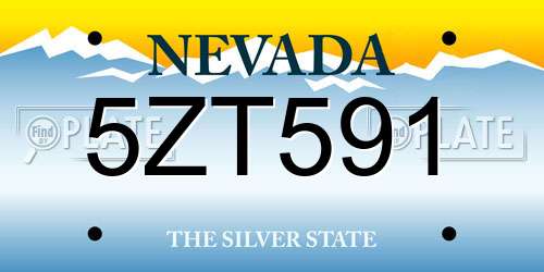 5ZT591 Nevada License Plate