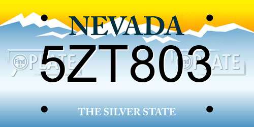5ZT803 Nevada License Plate