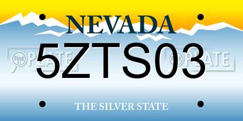 5ZTS03 Nevada License Plate