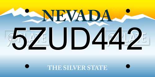 5ZUD442 Nevada License Plate