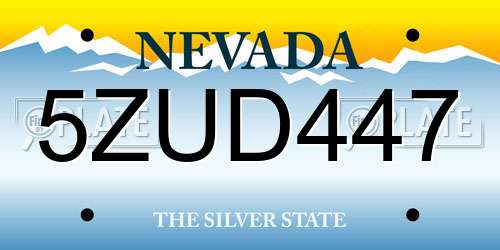 5ZUD447 Nevada License Plate