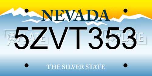 5ZVT353 Nevada License Plate