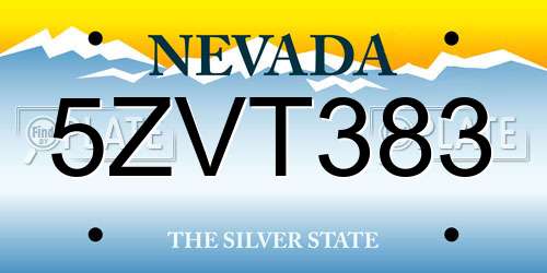 5ZVT383 Nevada License Plate