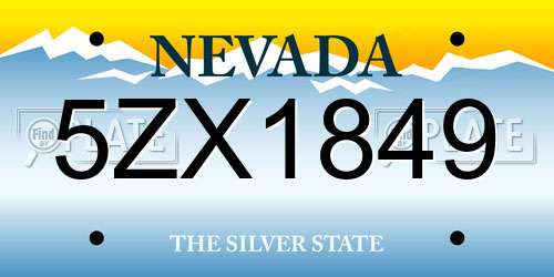 5ZX1849 Nevada License Plate