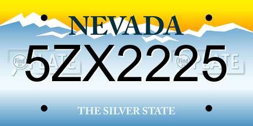 5ZX2225 Nevada License Plate