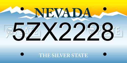 5ZX2228 Nevada License Plate