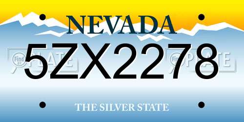 5ZX2278 Nevada License Plate