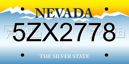 5ZX2778 Nevada License Plate