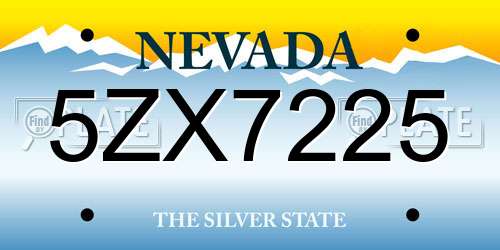 5ZX7225 Nevada License Plate