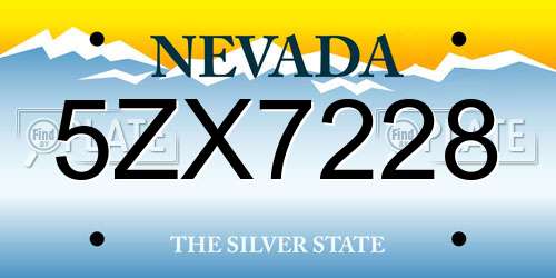 5ZX7228 Nevada License Plate
