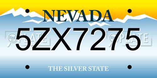 5ZX7275 Nevada License Plate