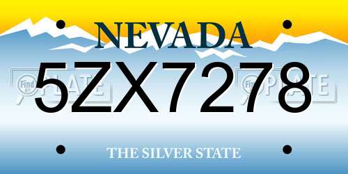 5ZX7278 Nevada License Plate
