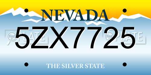 5ZX7725 Nevada License Plate