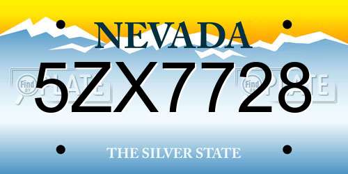 5ZX7728 Nevada License Plate