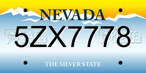 5ZX7778 Nevada License Plate