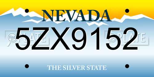 5ZX9152 Nevada License Plate