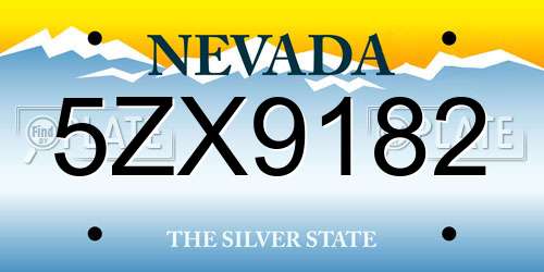 5ZX9182 Nevada License Plate