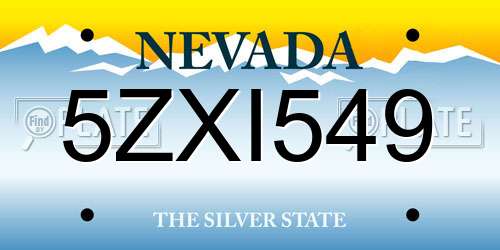 5ZXI549 Nevada License Plate