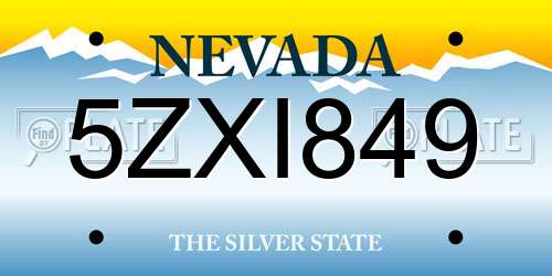 5ZXI849 Nevada License Plate