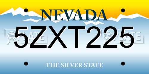 5ZXT225 Nevada License Plate