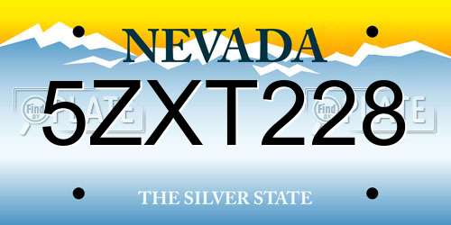 5ZXT228 Nevada License Plate