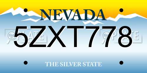5ZXT778 Nevada License Plate