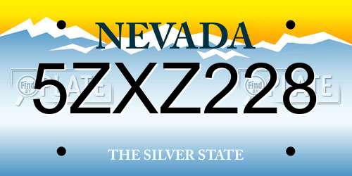 5ZXZ228 Nevada License Plate