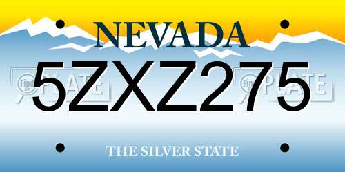 5ZXZ275 Nevada License Plate